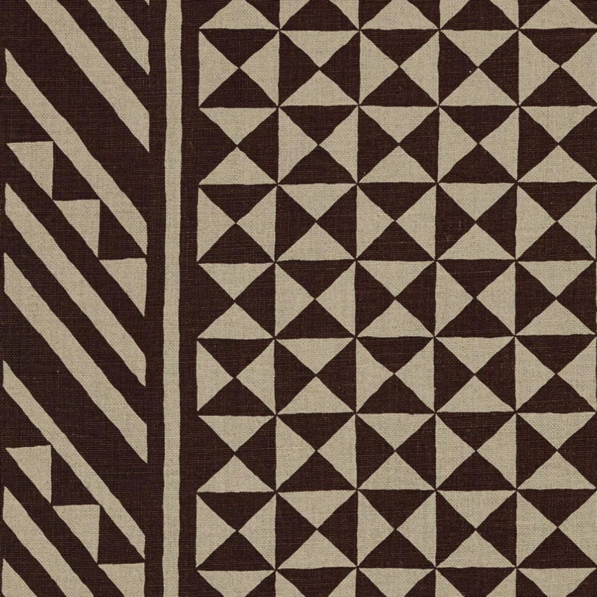 Schumacher 176301 Nuba Brown On Natural fabric swatch