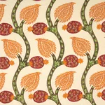Schumacher 174180 Nurata Embroidery Coral fabric swatch