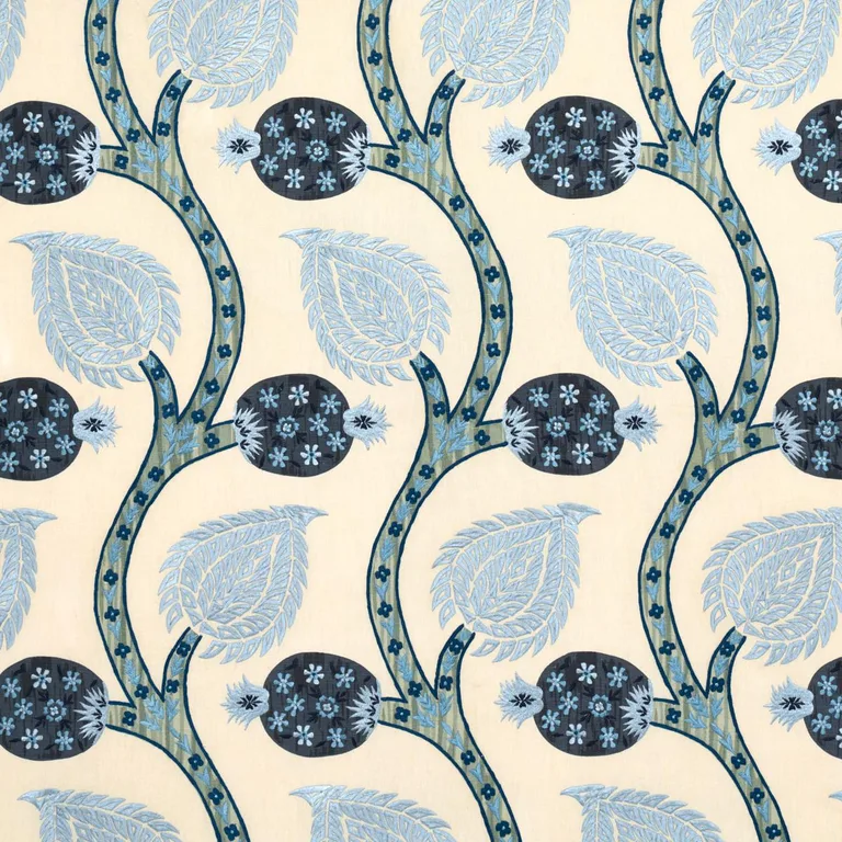 Schumacher 174181 Nurata Embroidery Lapis fabric swatch
