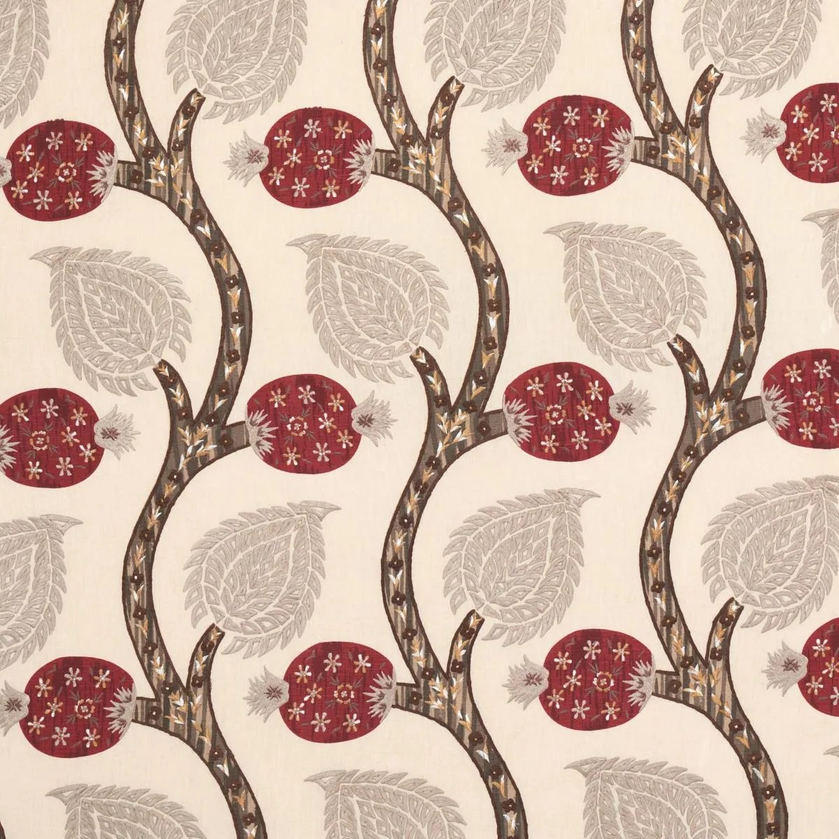 Schumacher 174182 Nurata Embroidery Stone fabric swatch