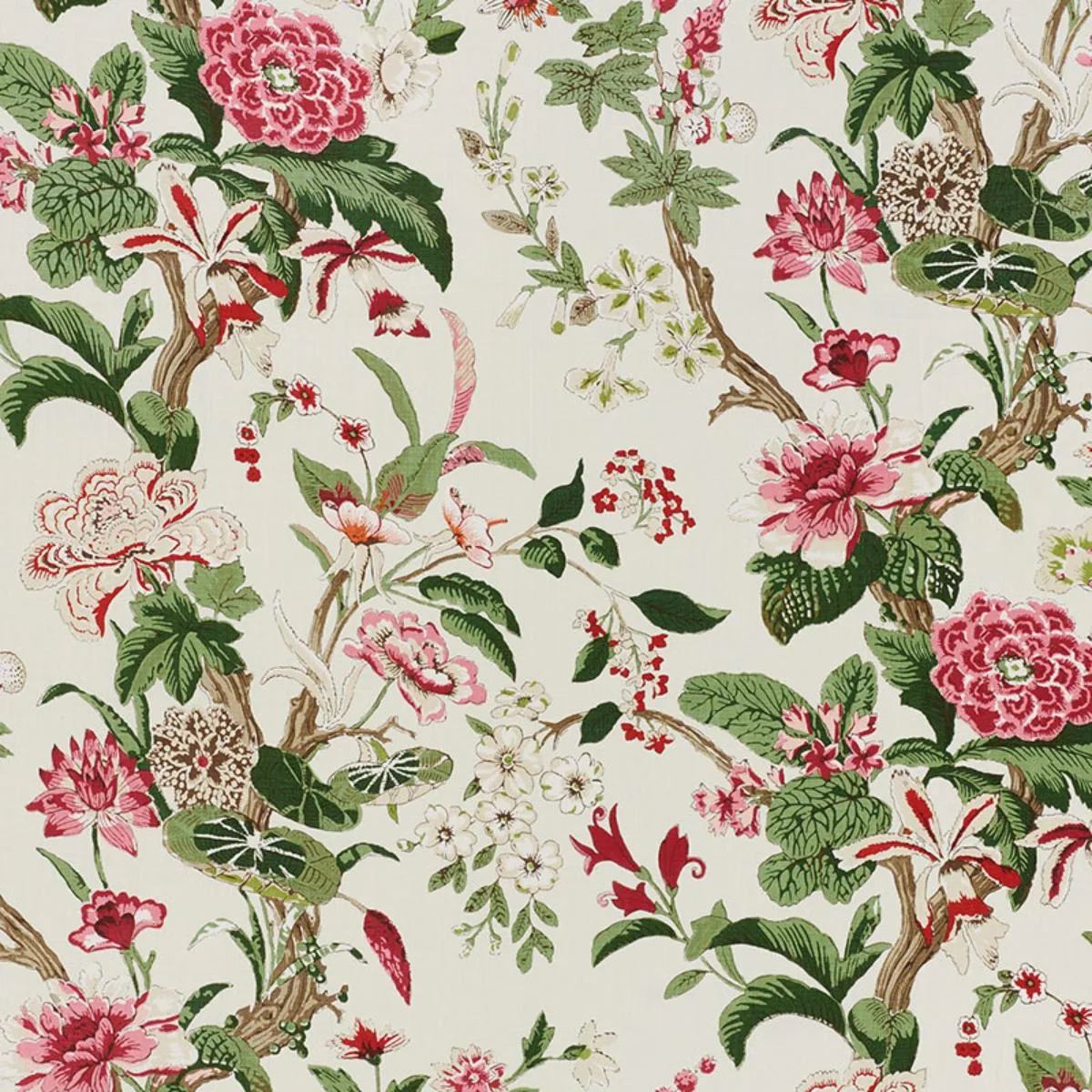 Schumacher 176761 Nymphaea Fuchsia fabric swatch