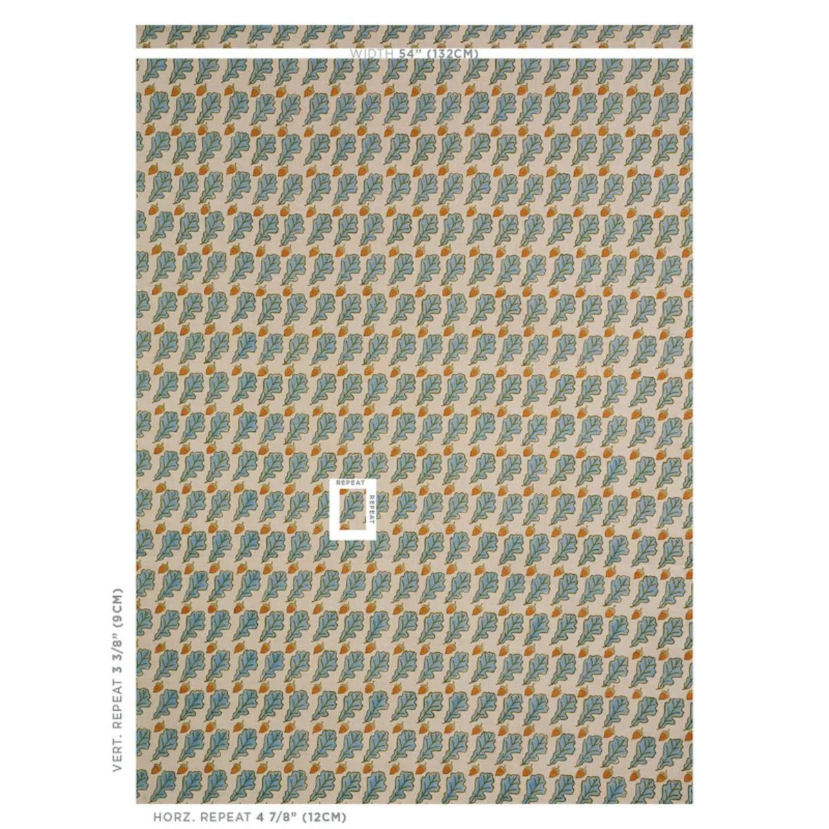 Schumacher 179311 Oak Hand Block Print Blue fabric swatch
