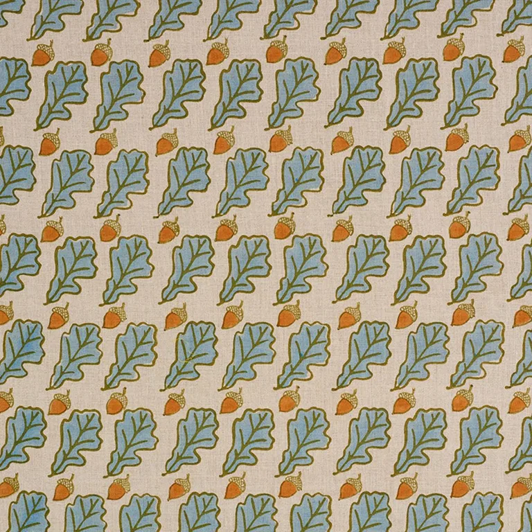 Schumacher 179311 Oak Hand Block Print Blue fabric swatch