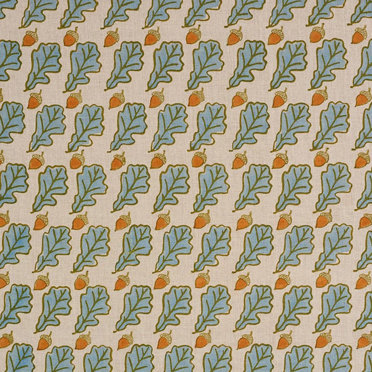Schumacher 179311 Oak Hand Block Print Blue fabric swatch