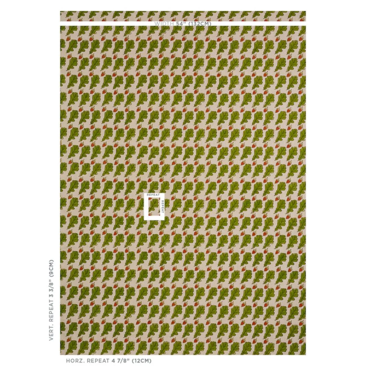 Schumacher 179310 Oak Hand Block Print Green fabric swatch