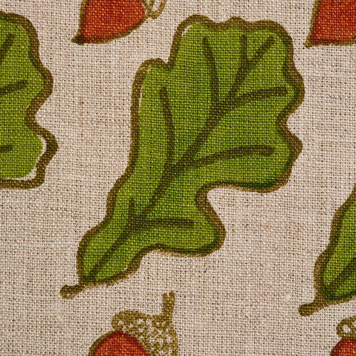 Schumacher 179310 Oak Hand Block Print Green fabric swatch