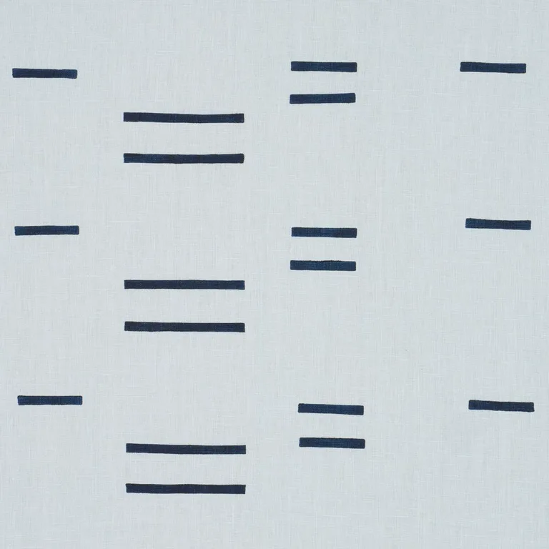 Schumacher 74002 Oaxaca Hand Block Print Navy On Sky fabric swatch