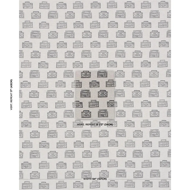 Schumacher 182450 Ode Hand Block Charcoal fabric swatch