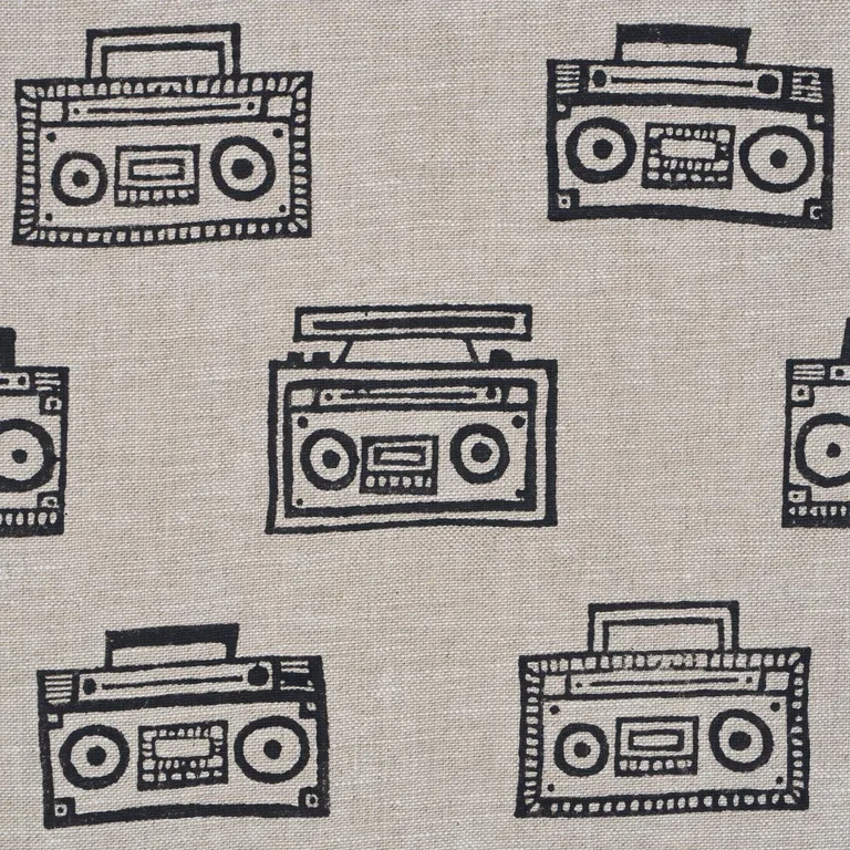 Schumacher 182450 Ode Hand Block Charcoal fabric swatch