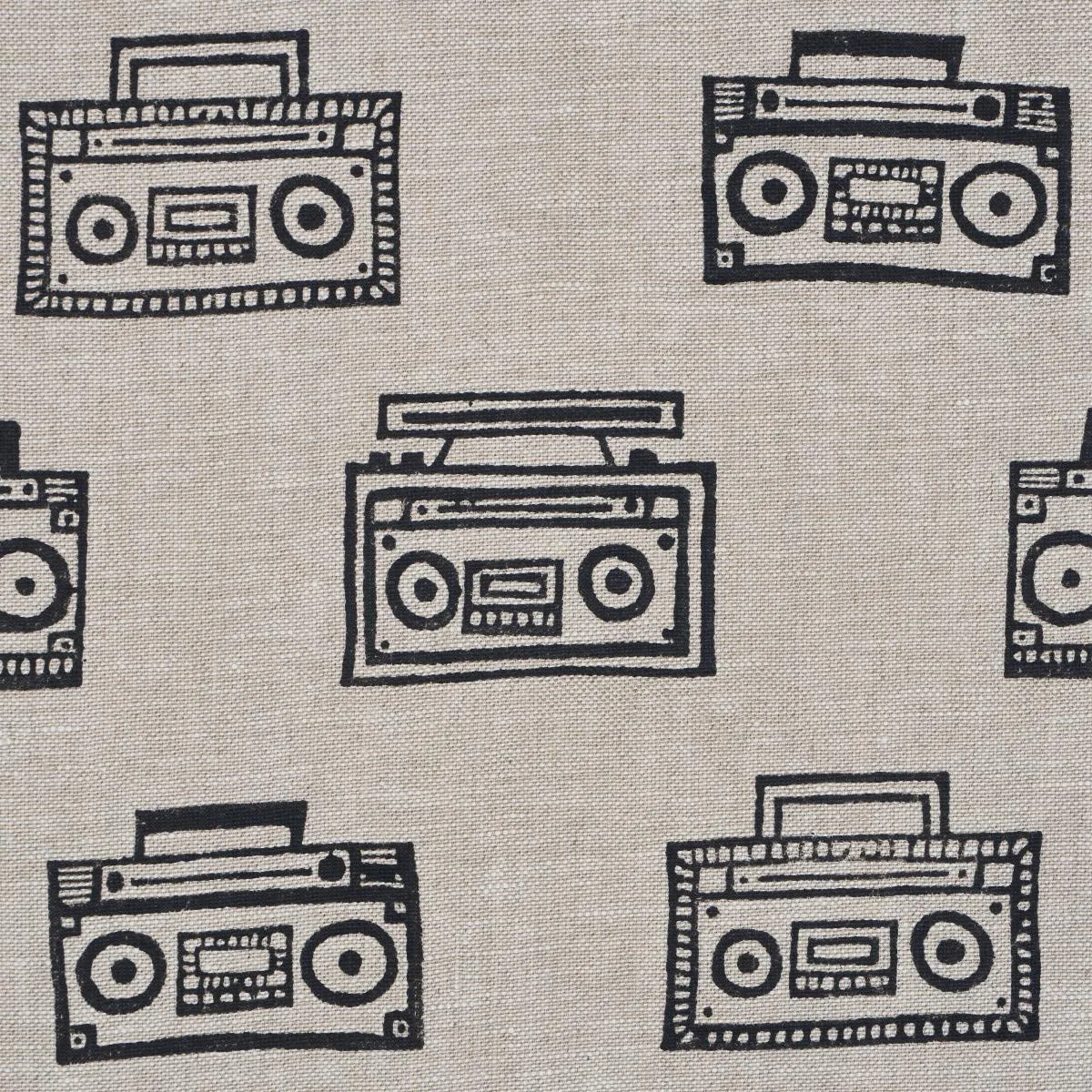 Schumacher 182450 Ode Hand Block Charcoal fabric swatch