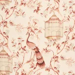 Schumacher 173442 Oiseaux Et Fleurs Cinnabar fabric swatch