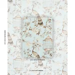 Schumacher 173440 Oiseaux Et Fleurs Mineral fabric swatch