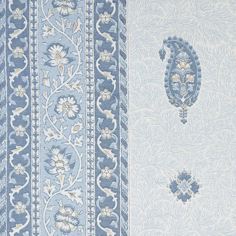 Schumacher 177615 Ojai Paisley China Blue fabric swatch