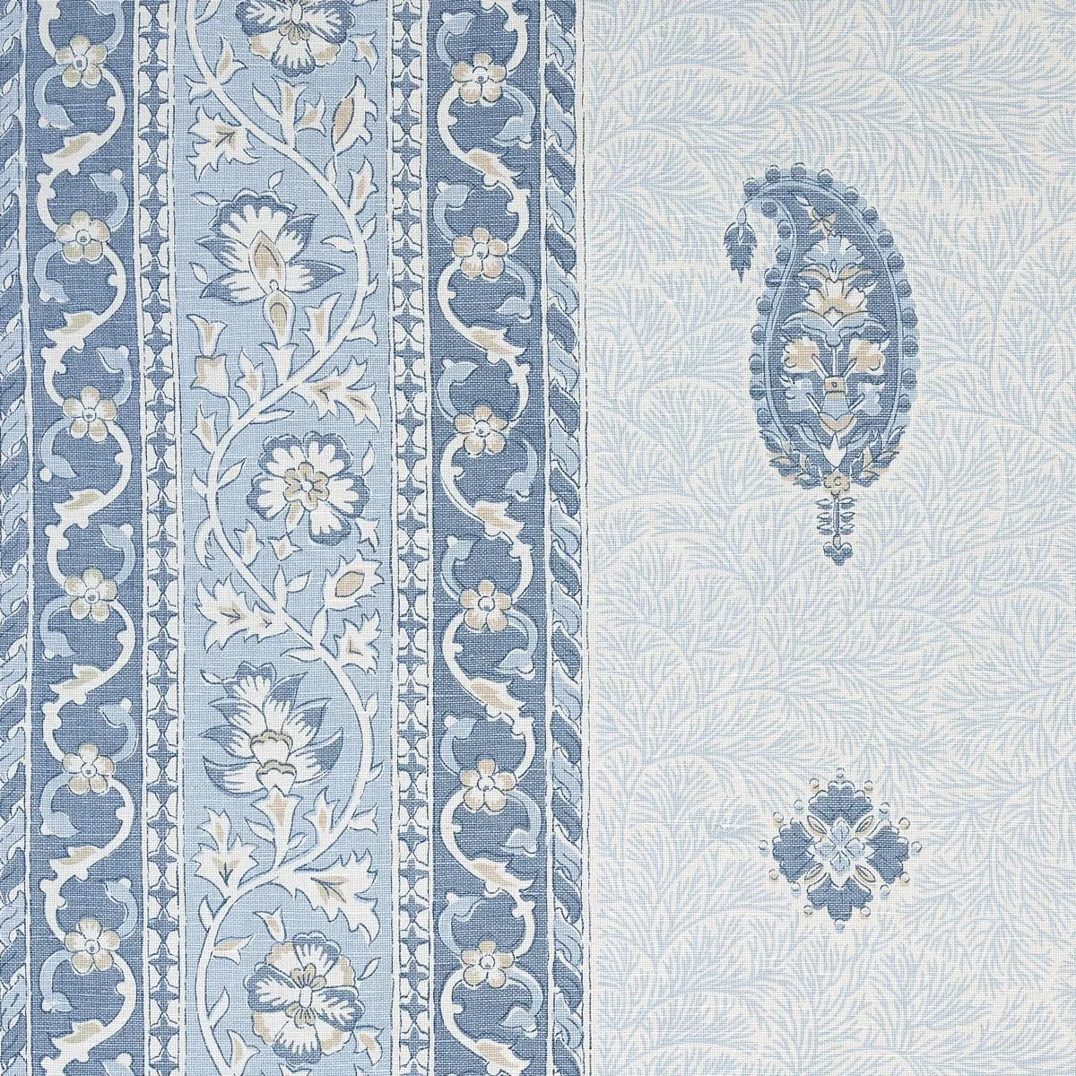 Schumacher 177615 Ojai Paisley China Blue fabric swatch