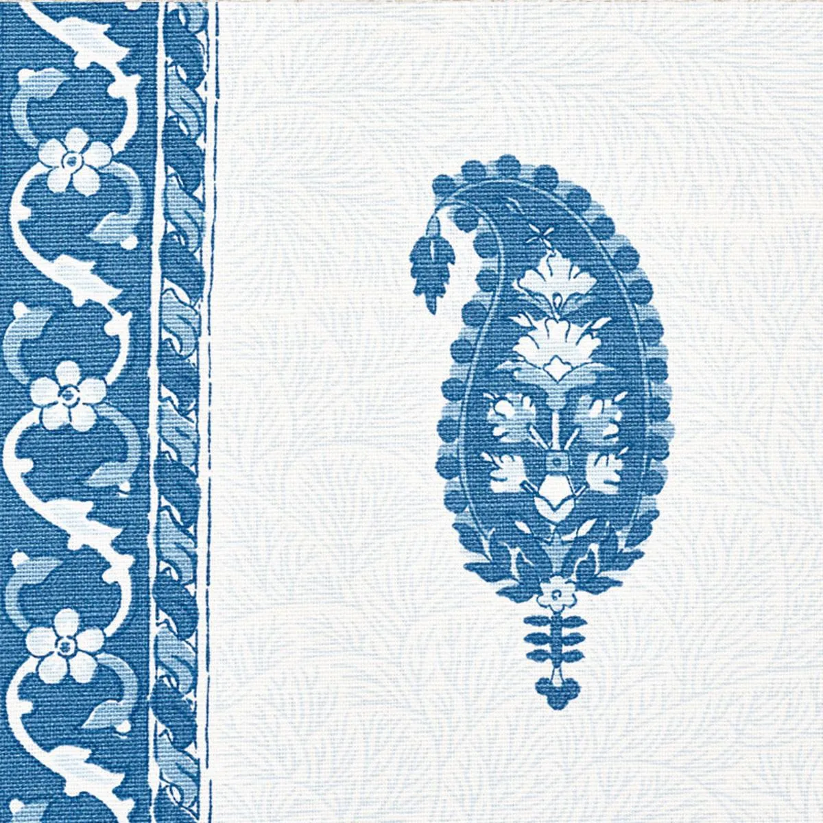 Schumacher 177611 Ojai Paisley Indigo fabric swatch