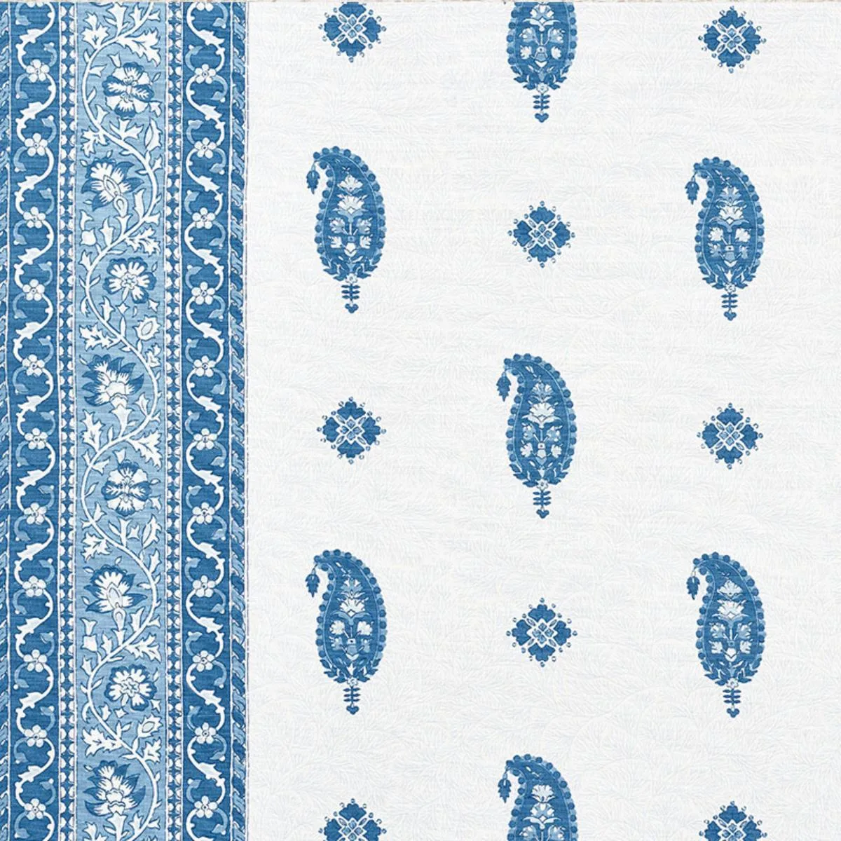 Schumacher 177611 Ojai Paisley Indigo fabric swatch