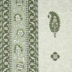 Schumacher 177614 Ojai Paisley Leaf Green fabric swatch