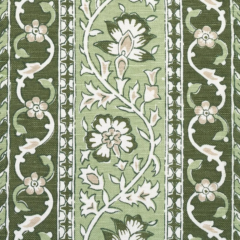 Schumacher 177614 Ojai Paisley Leaf Green fabric swatch