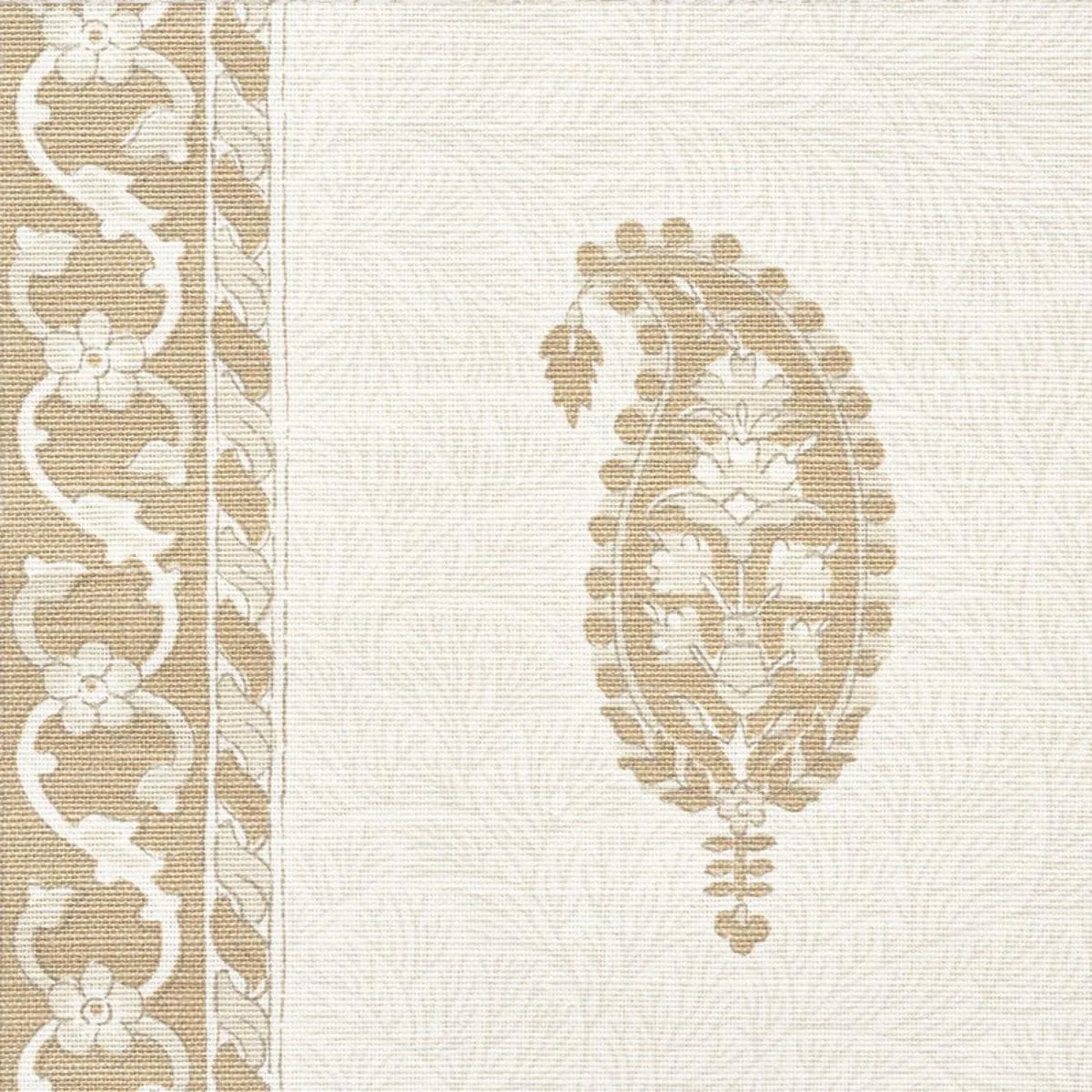 Schumacher 177612 Ojai Paisley Neutral fabric swatch
