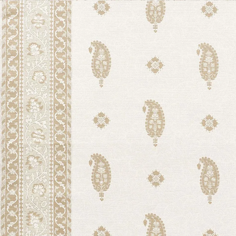 Schumacher 177612 Ojai Paisley Neutral fabric swatch
