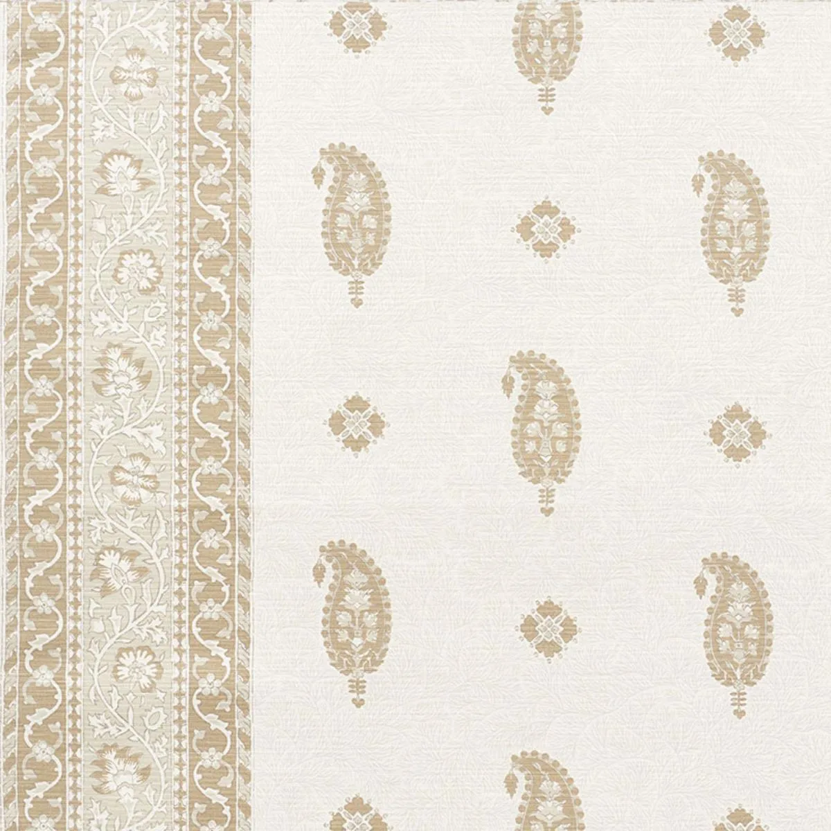 Schumacher 177612 Ojai Paisley Neutral fabric swatch