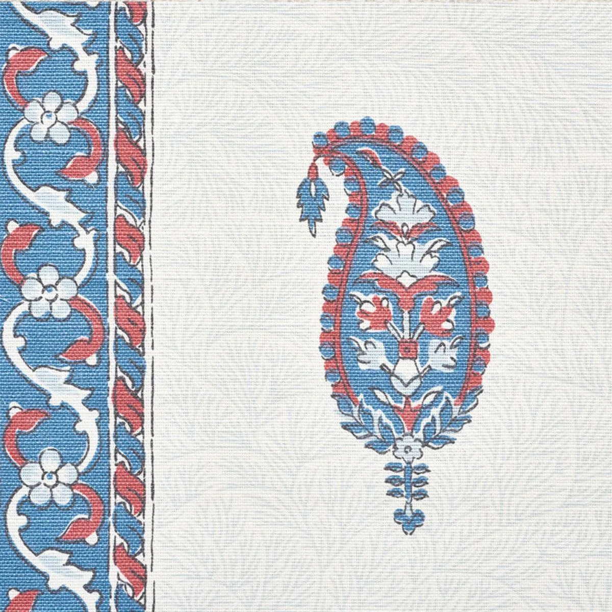 Schumacher 177610 Ojai Paisley Red fabric swatch