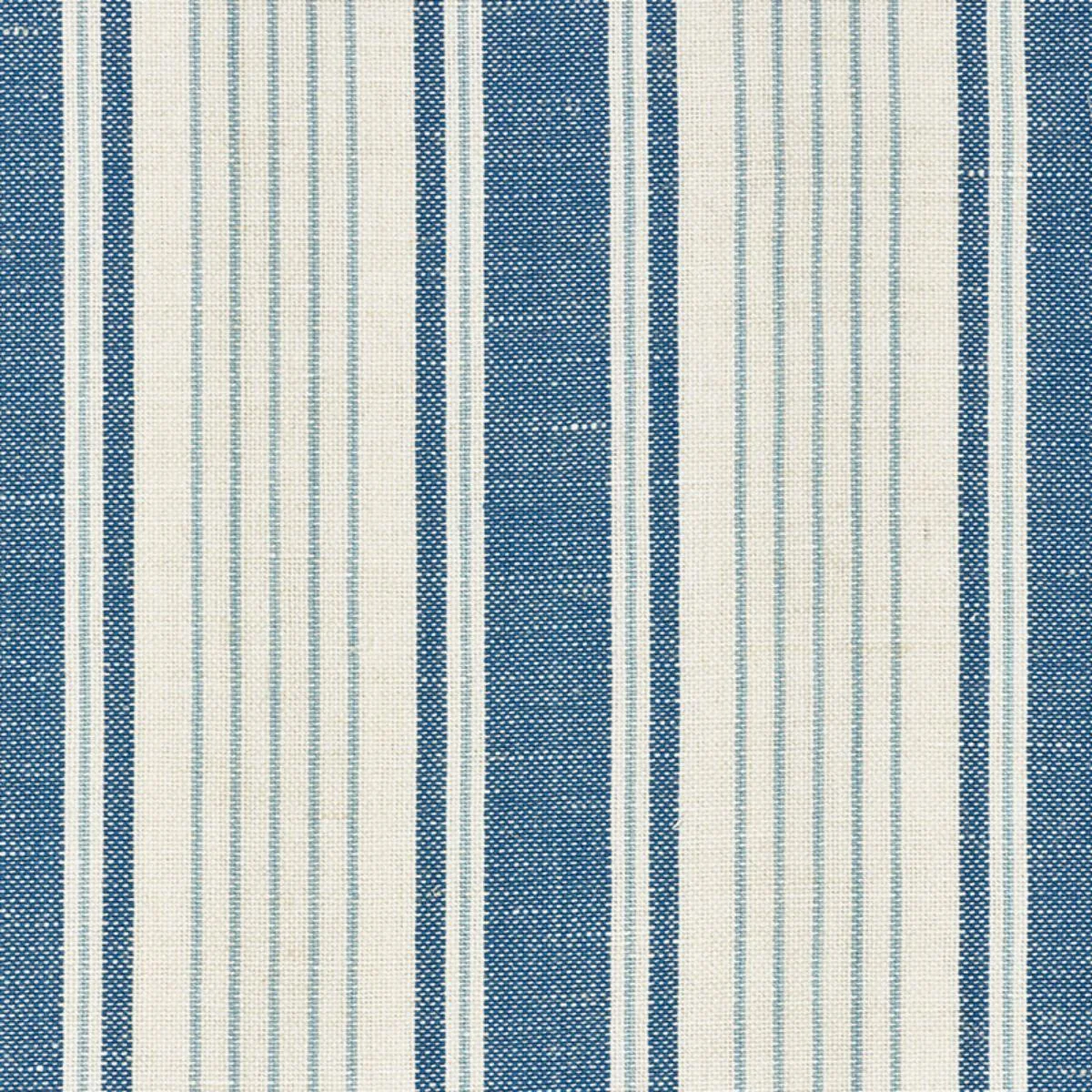Schumacher 73000 Ojai Stripe Prussian Blue fabric swatch