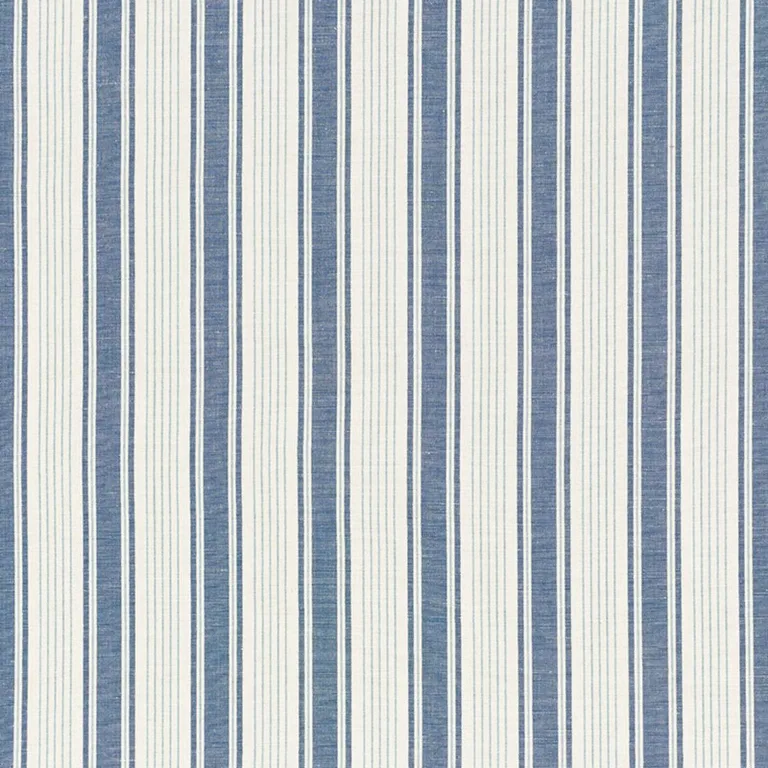 Schumacher 73000 Ojai Stripe Prussian Blue fabric swatch