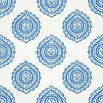 Schumacher 70206 Olana Linen Embroidery Blue fabric swatch