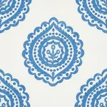 Schumacher 70206 Olana Linen Embroidery Blue fabric swatch