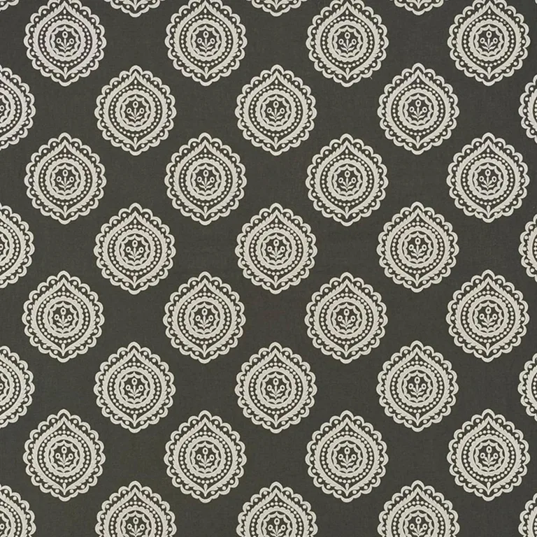 Schumacher 70205 Olana Linen Embroidery Graphite fabric swatch