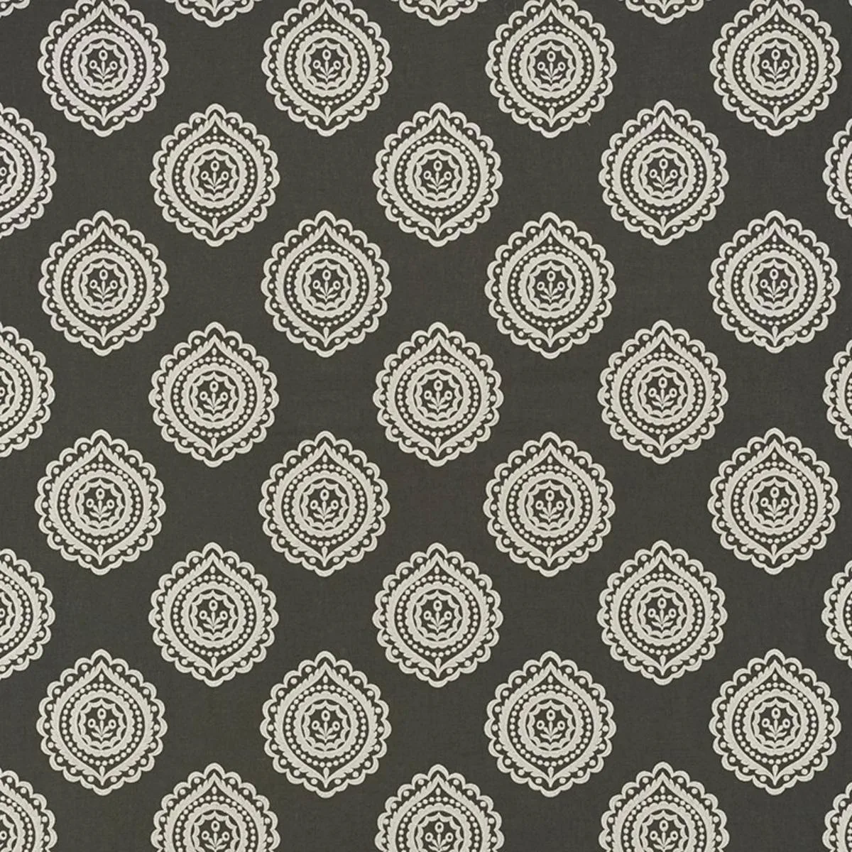 Schumacher 70205 Olana Linen Embroidery Graphite fabric swatch