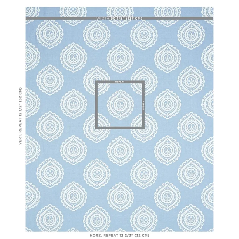 Schumacher 70207 Olana Linen Embroidery Sky fabric swatch