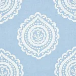 Schumacher 70207 Olana Linen Embroidery Sky fabric swatch