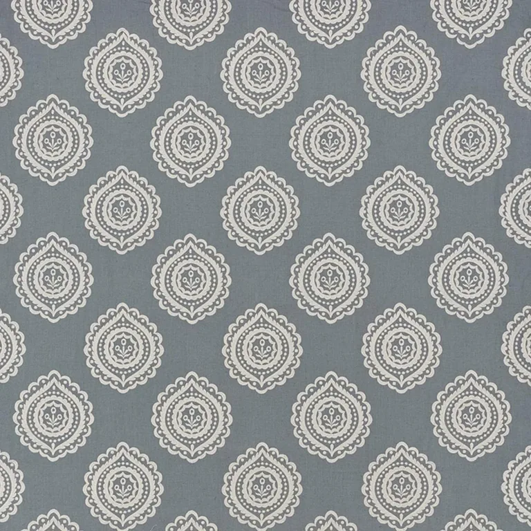 Schumacher 70201 Olana Linen Embroidery Slate fabric swatch