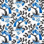 Schumacher 177470 Olive Tree Black & Blue fabric swatch