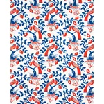 Schumacher 177471 Olive Tree Blue & Red fabric swatch
