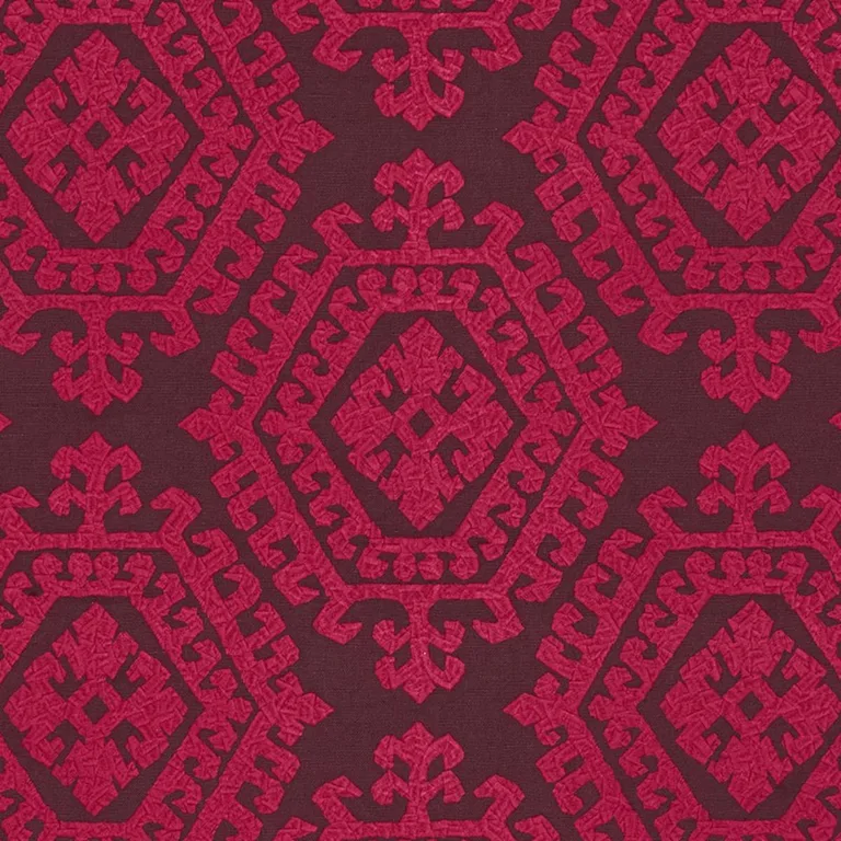 Schumacher 71943 Omar Embroidery Berry fabric swatch