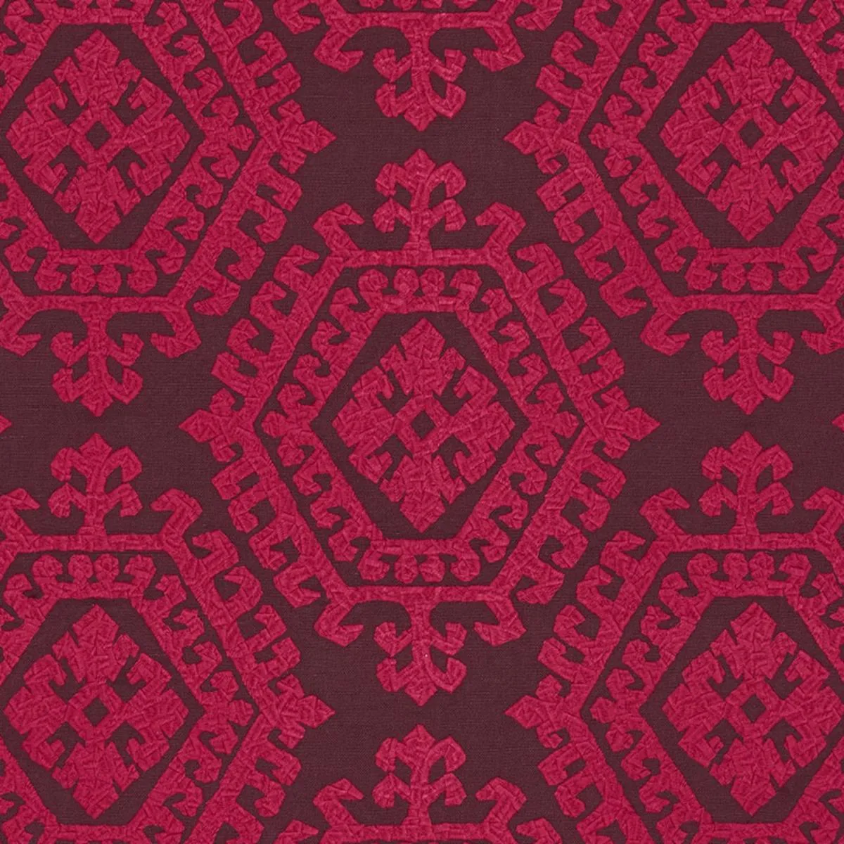 Schumacher 71943 Omar Embroidery Berry fabric swatch