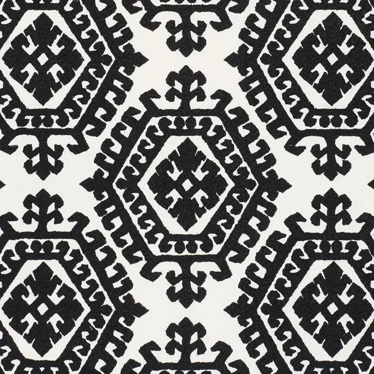 Schumacher 71942 Omar Embroidery Black fabric swatch