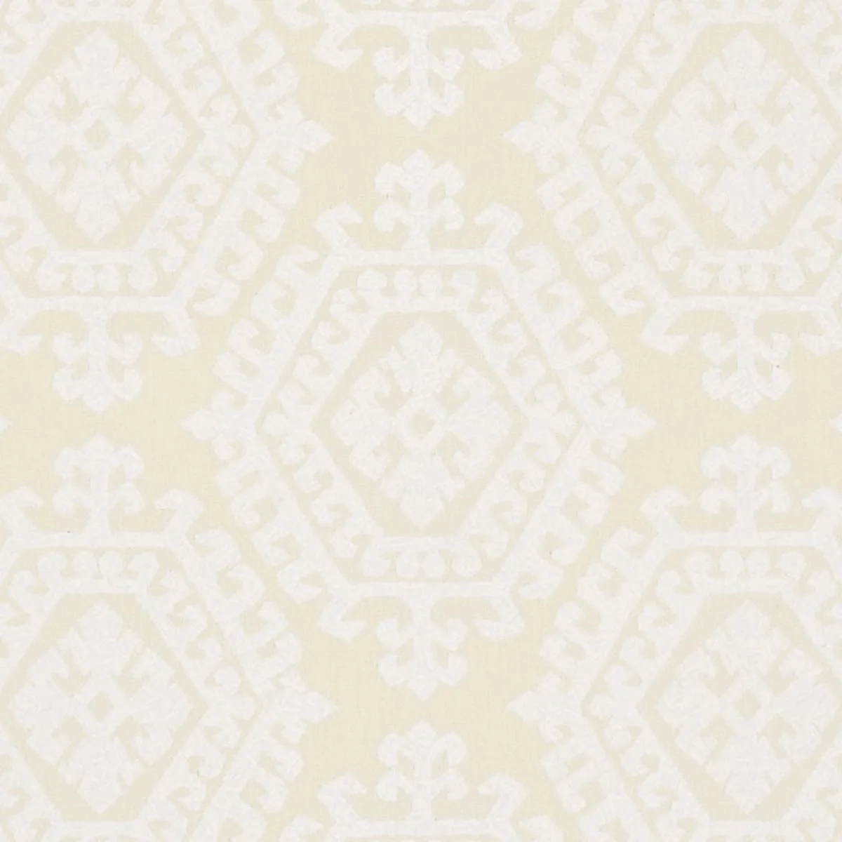 Schumacher 71940 Omar Embroidery Ivory fabric swatch