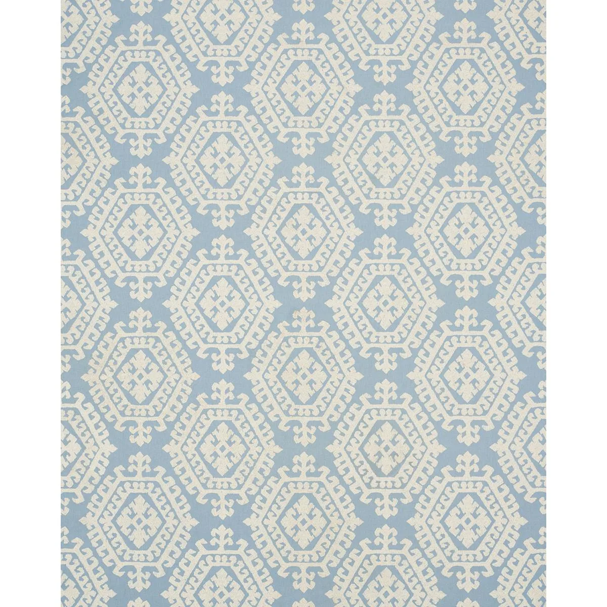 Schumacher 71945 Omar Embroidery Sky fabric swatch