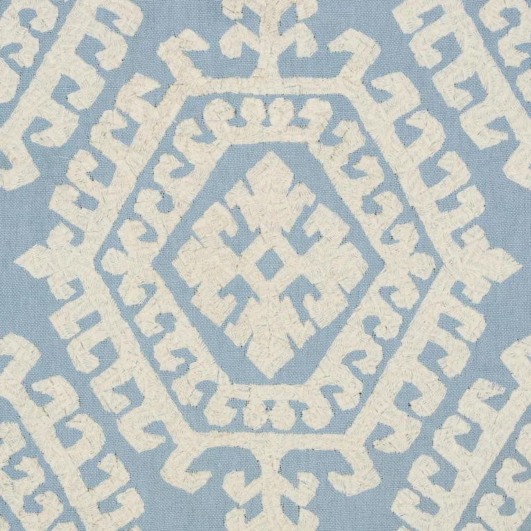 Schumacher 71945 Omar Embroidery Sky fabric swatch