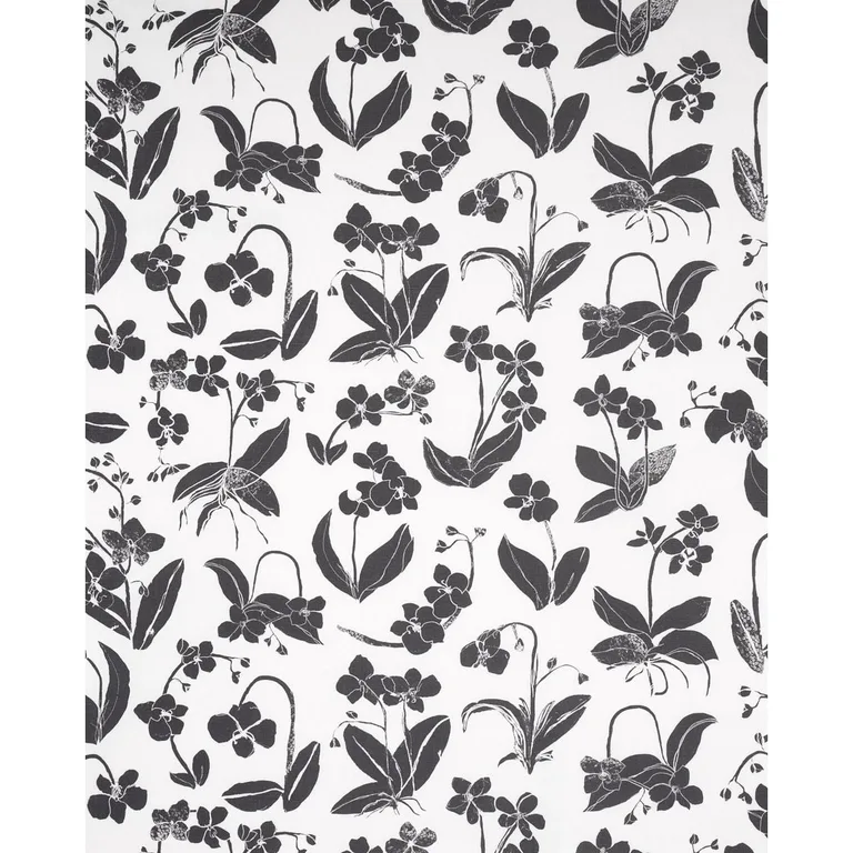 Schumacher 180510 Orchids Have Dreams Soft Black fabric swatch