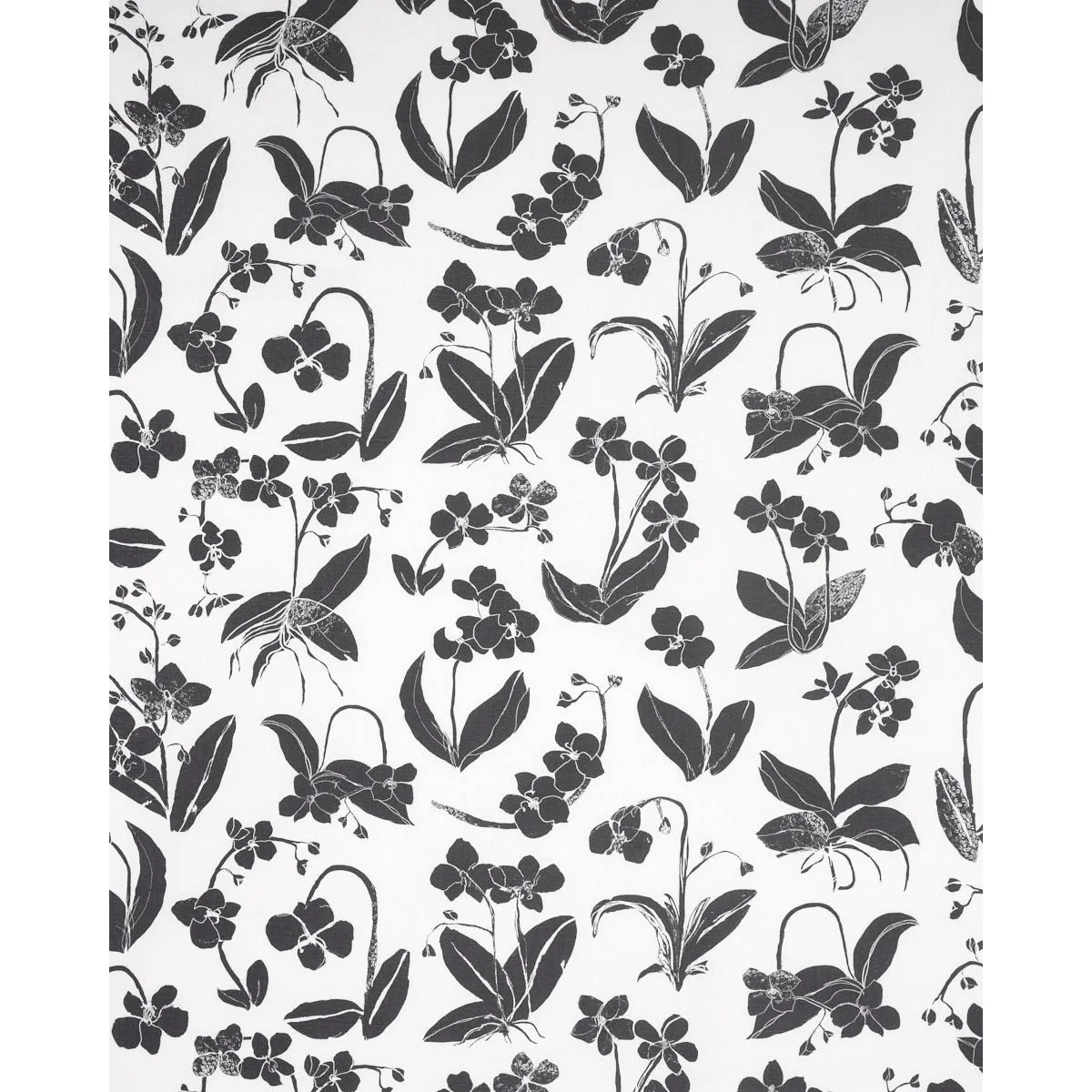 Schumacher 180510 Orchids Have Dreams Soft Black fabric swatch