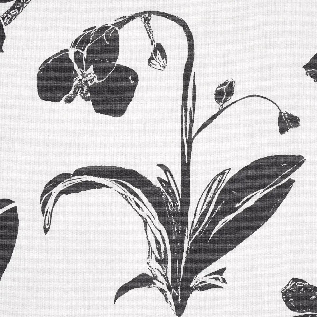 Schumacher 180510 Orchids Have Dreams Soft Black fabric swatch