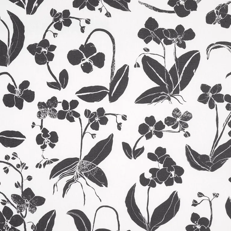 Schumacher 180510 Orchids Have Dreams Soft Black fabric swatch