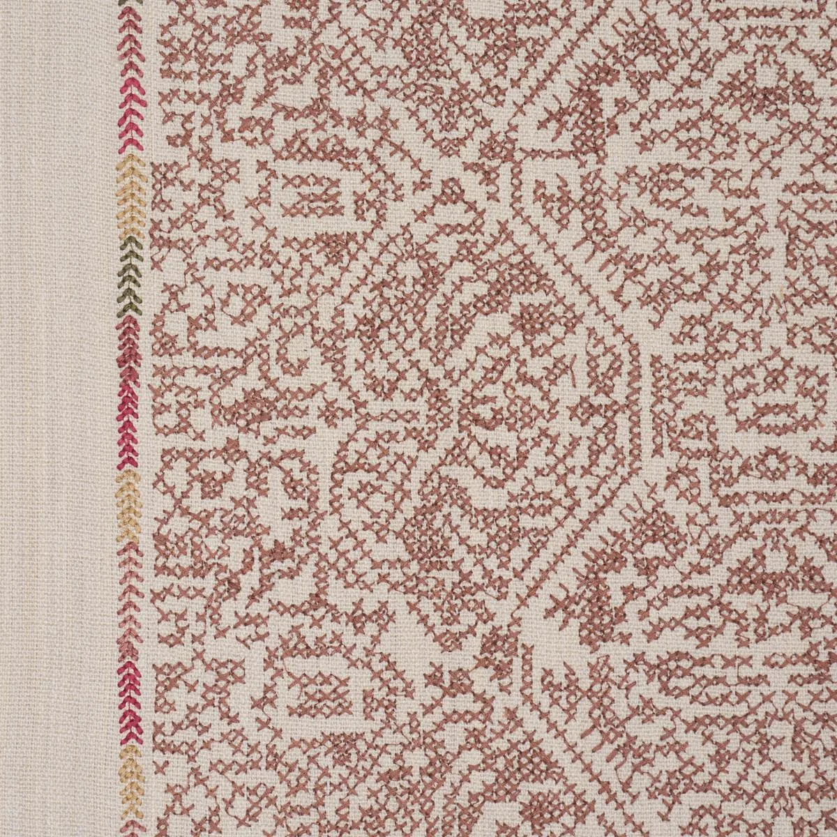 Schumacher 87270 Orion Embroidery Clay fabric swatch