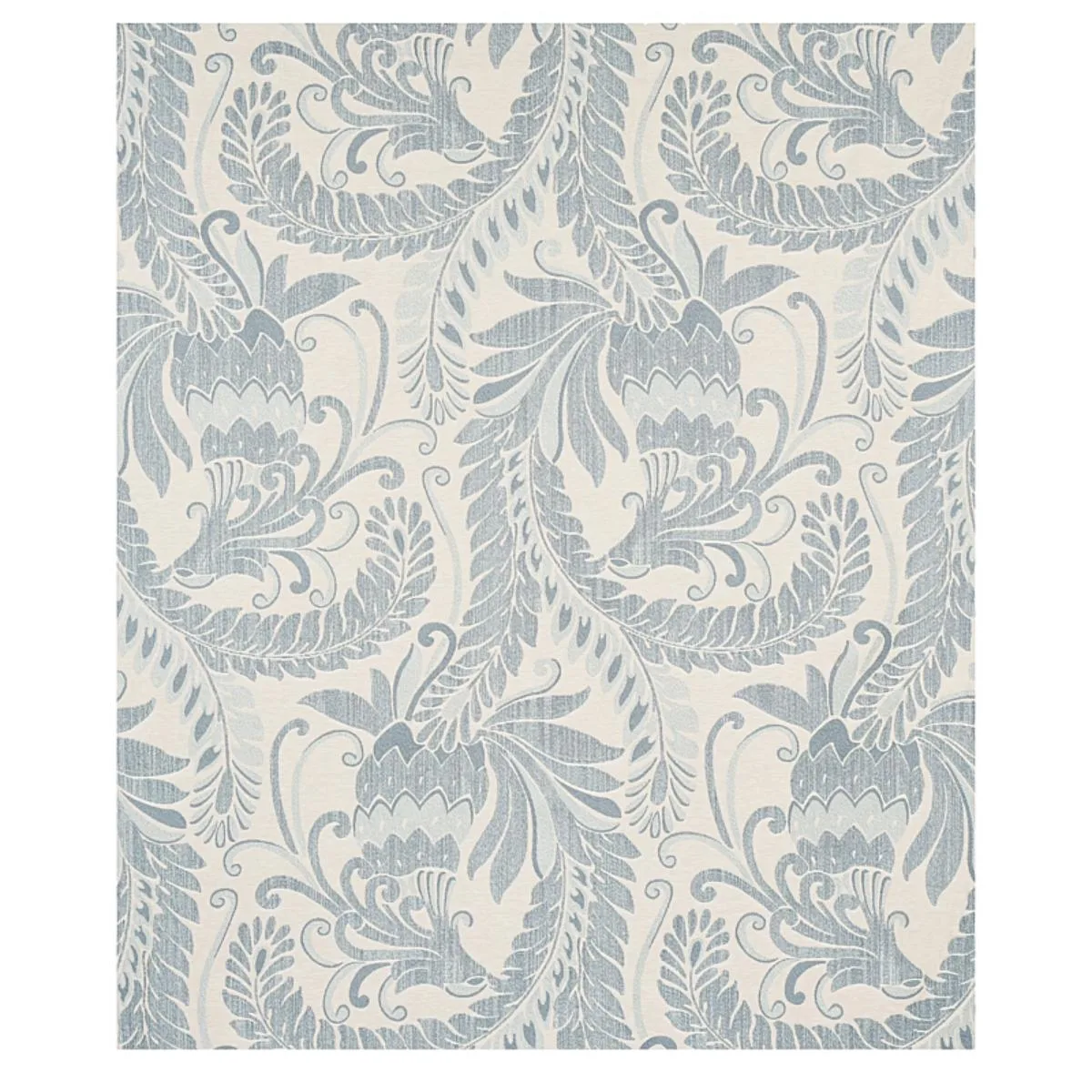 Schumacher 80641 Orley Jaquard Blue On Light Blue fabric swatch