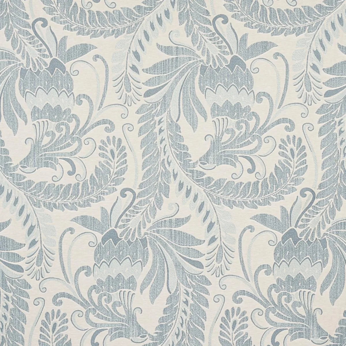 Schumacher 80641 Orley Jaquard Blue On Light Blue fabric swatch
